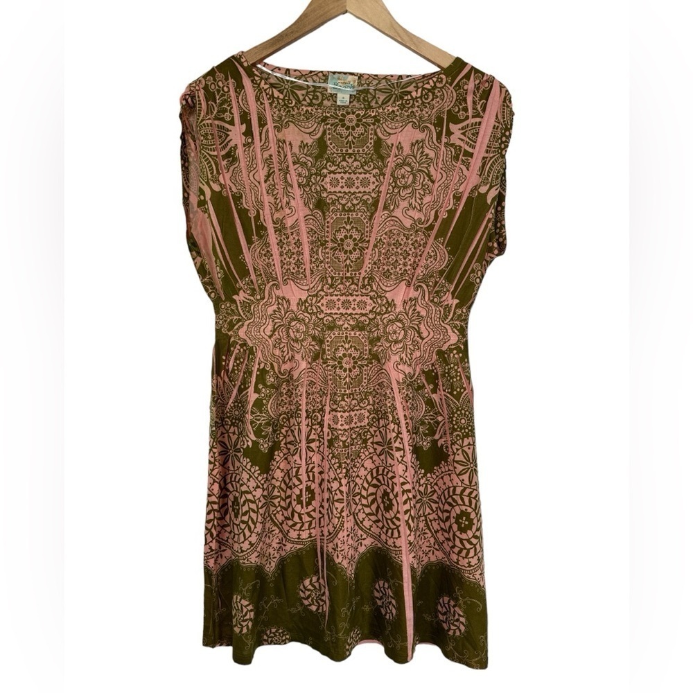 NWT One World Beach Floral Geometric Print Summer Midi Dress
